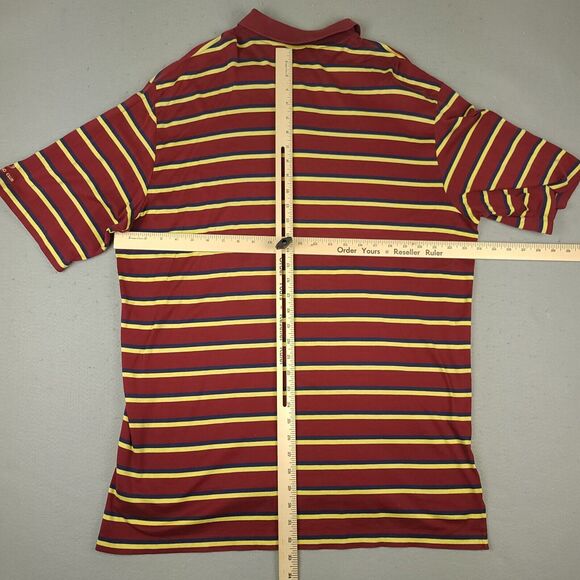 Polo Golf Ralph Lauren Polo Shirt Mens XL Red Yellow Navy Stripe Cotton Blend - Picture 9 of 11